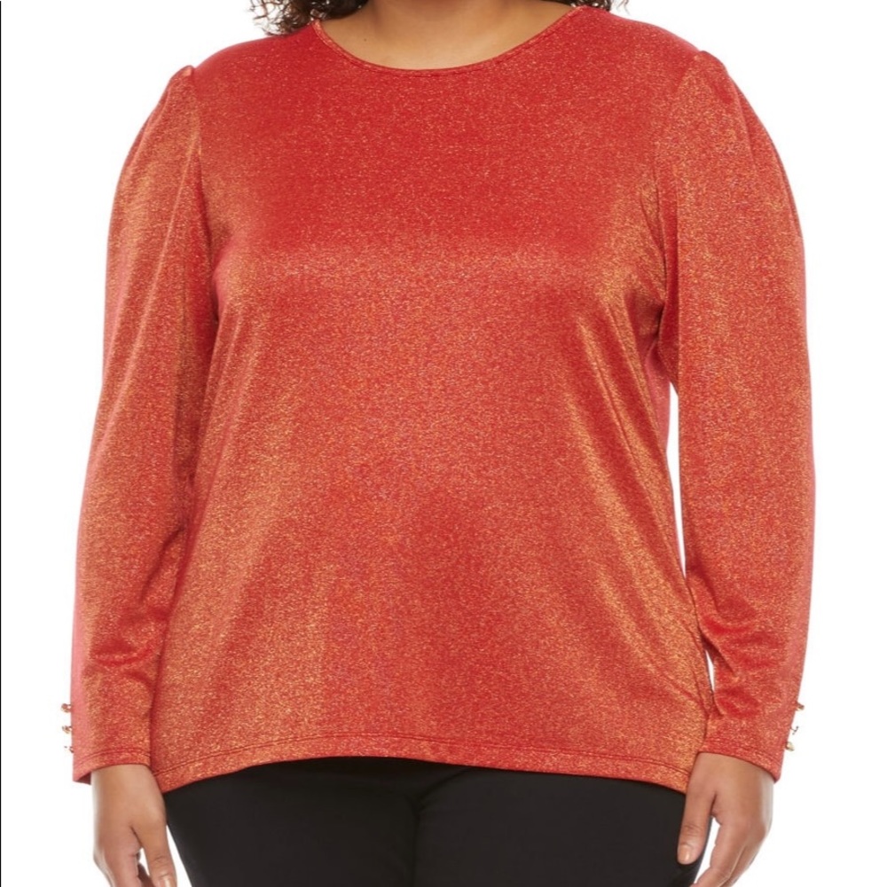 Red and gold long sleeve blouse. New with tags.